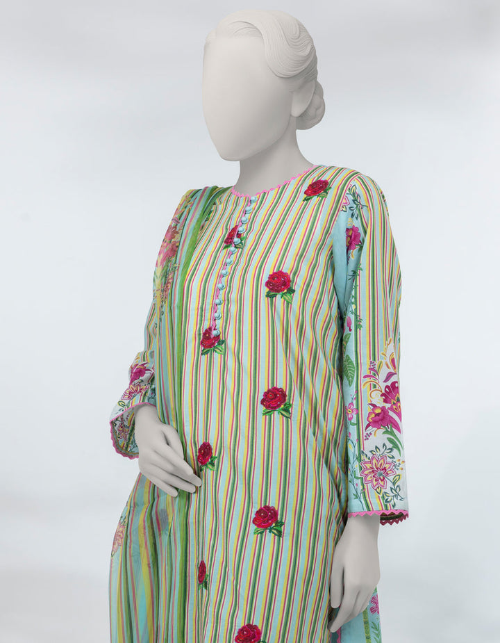Lawn Multicolor Stitched Suit - J. Junaid Jamshed