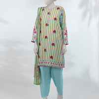 Lawn Multicolor Stitched Suit - J. Junaid Jamshed
