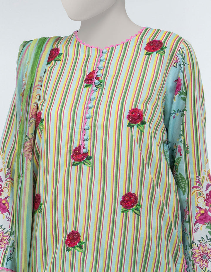 Lawn Multicolor Stitched Suit - J. Junaid Jamshed