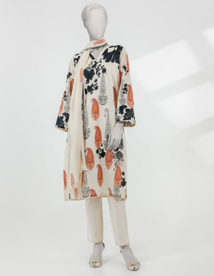 Lawn Beige Stitched Suit - J. Junaid Jamshed