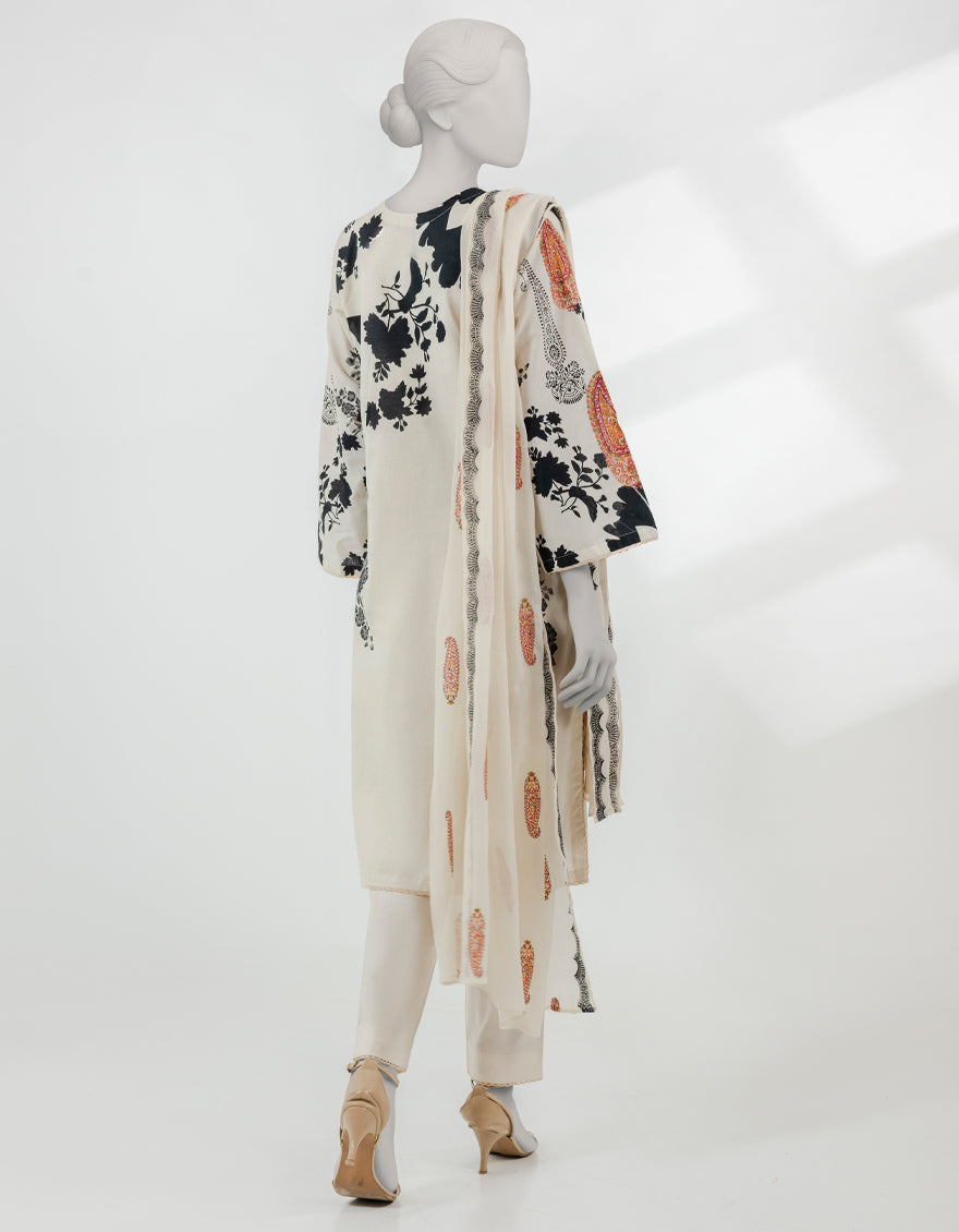 Lawn Beige Stitched Suit - J. Junaid Jamshed
