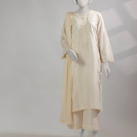 Lawn Off White Stitched Suit - J. Junaid Jamshed