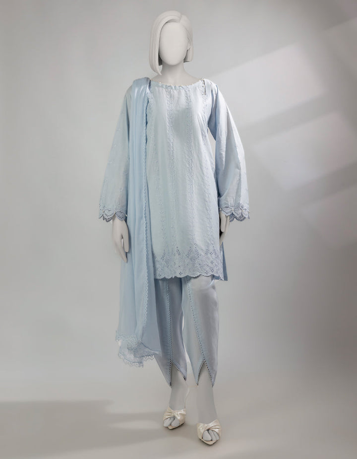 Lawn Blue Stitched Suit - J. Junaid Jamshed