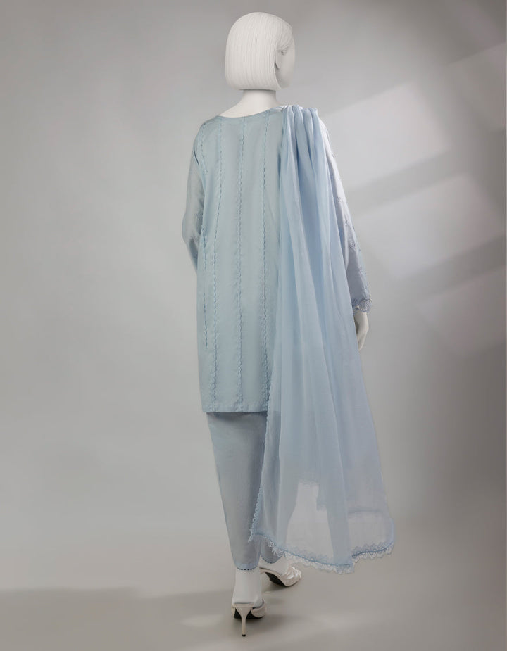 Lawn Blue Stitched Suit - J. Junaid Jamshed