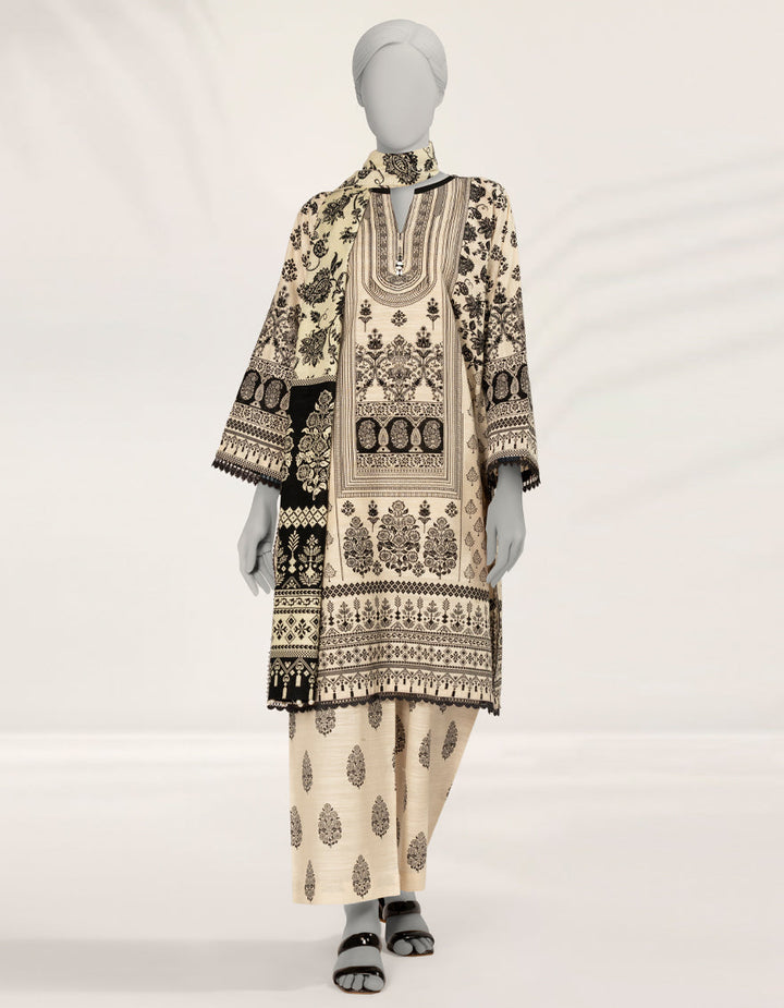 Khaddar Off White Stitched Suit - J. Junaid Jamshed