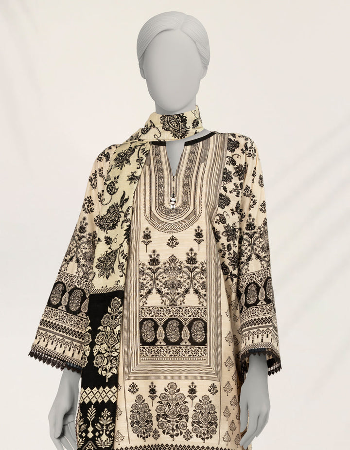 Khaddar Off White Stitched Suit - J. Junaid Jamshed