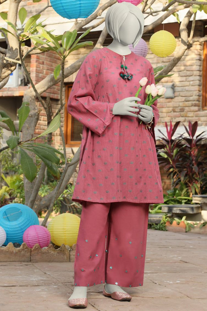 Jacquard Pink Stitched Suit - J. Junaid Jamshed
