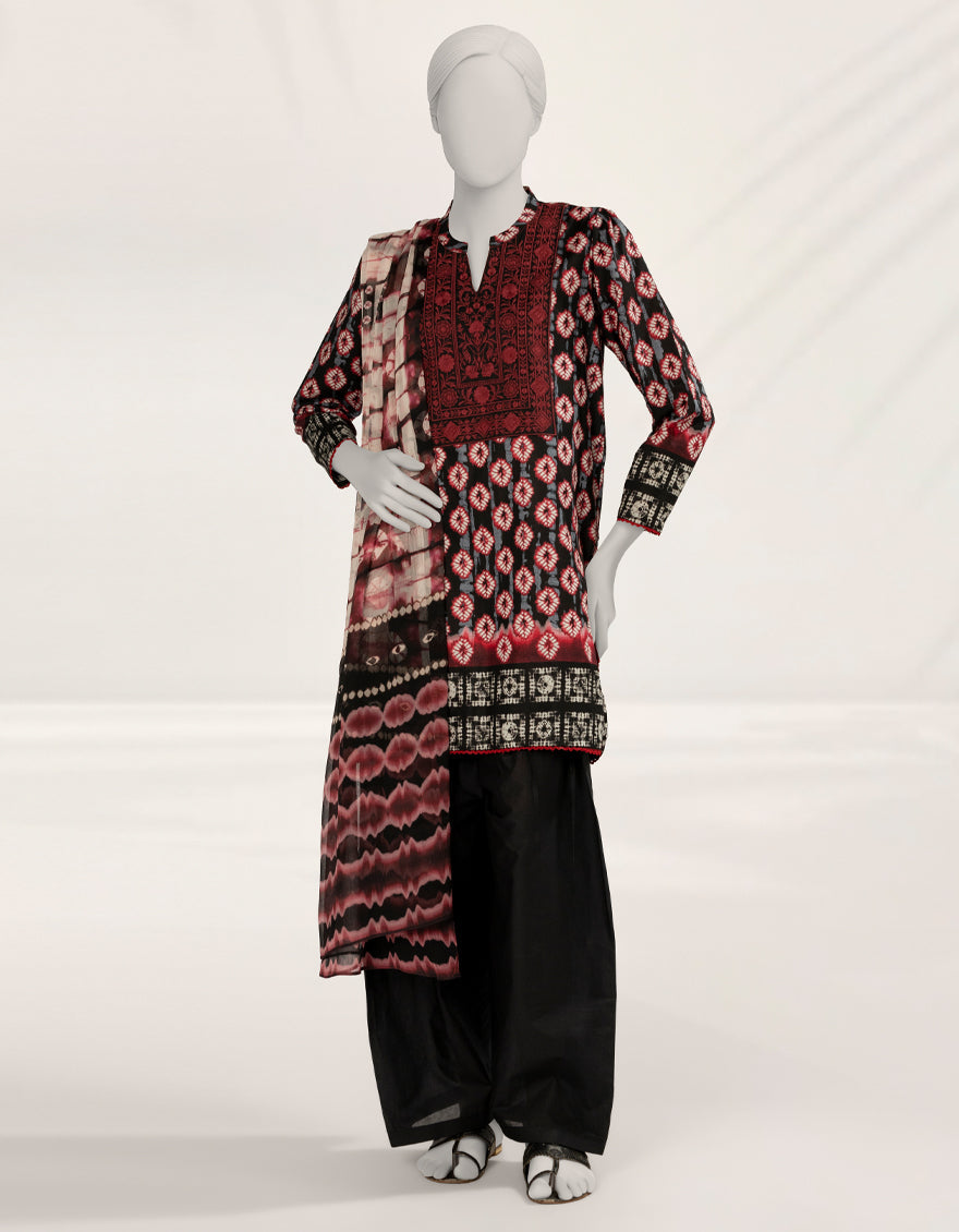 Liminal Black Stitched Suit - J. Junaid Jamshed