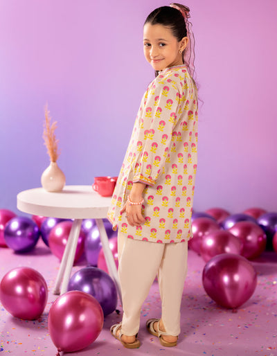 Lawn Beige Kurti - J. Junaid Jamshed