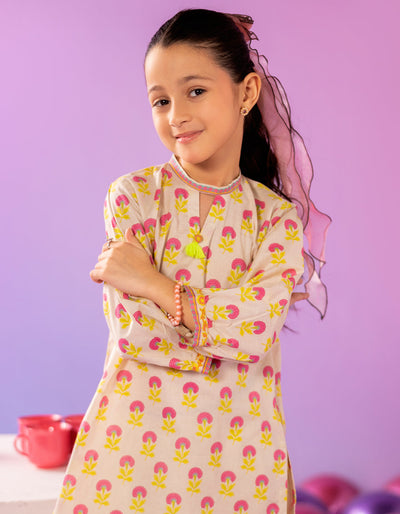 Lawn Beige Kurti - J. Junaid Jamshed