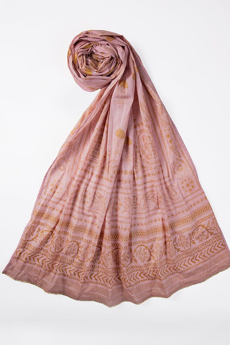 Lawn Pink Dupatta - J. Junaid Jamshed