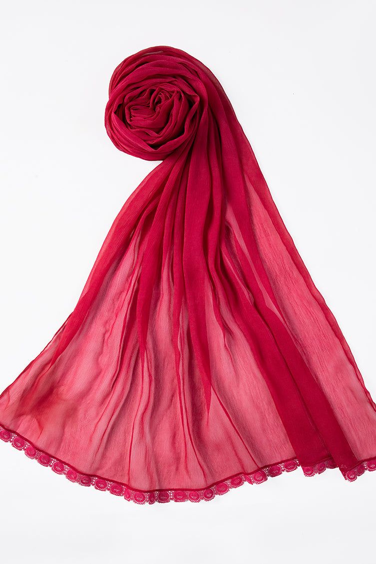 Impure Chiffon Red Dupatta - J. Junaid Jamshed