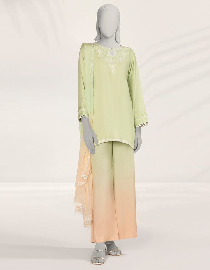 Impure Silk Green Stitched Suit - J. Junaid Jamshed