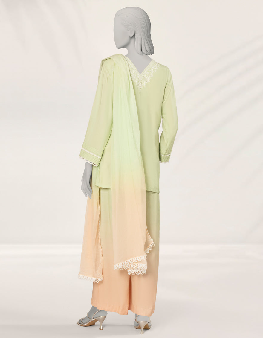 Impure Silk Green Stitched Suit - J. Junaid Jamshed