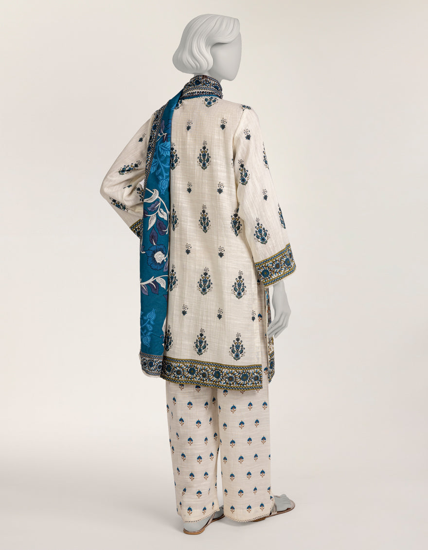 Khaddar Off White Stitched Suit - J. Junaid Jamshed