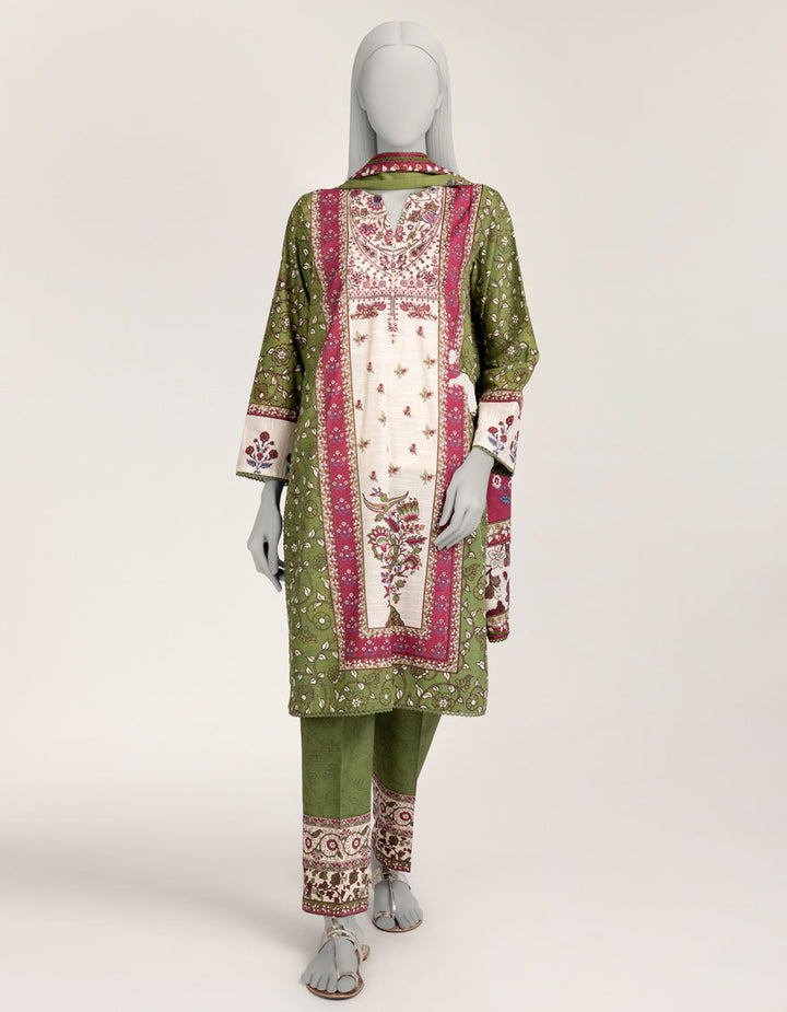 Khaddar Green Stitched Suit - J. Junaid Jamshed