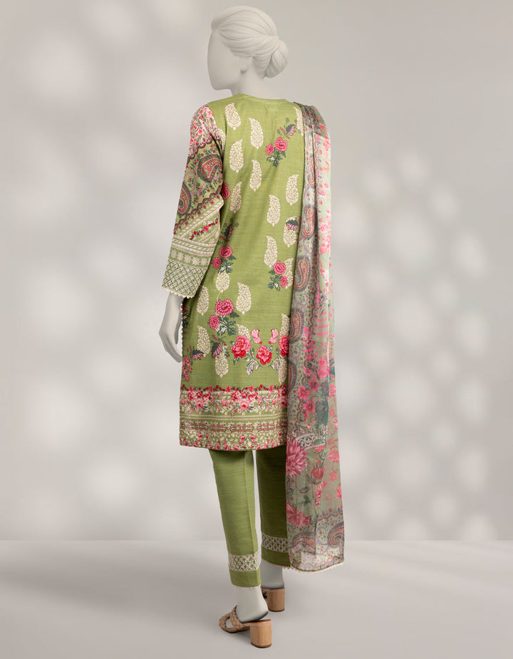 Light Khaddar Slub Green Stitched Suit - J. Junaid Jamshed