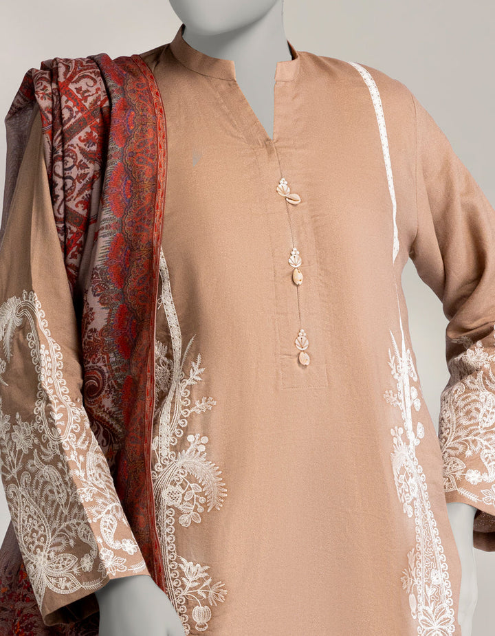 Pashmina Brown Stitched Suit - J. Junaid Jamshed
