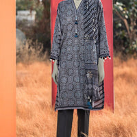 Lawn Black Unstitched Suit - J. Junaid Jamshed