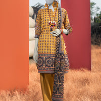 Lawn Yellow Unstitched Suit - J. Junaid Jamshed