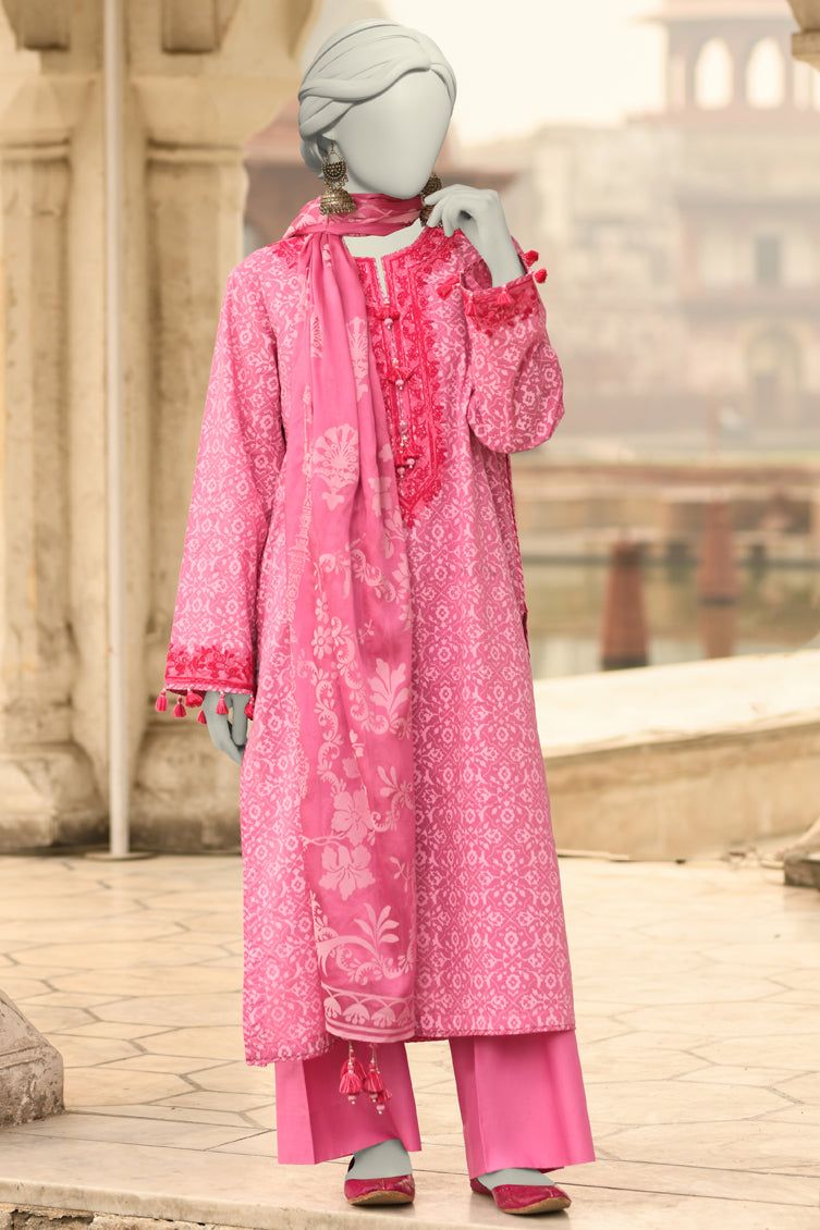 Lawn Pink Unstitched Suit - J. Junaid Jamshed