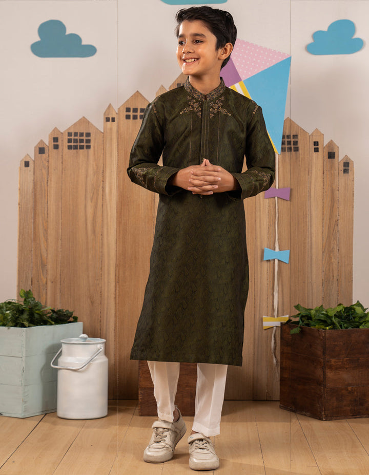 Polyester Green Special Kurta - J. Junaid Jamshed