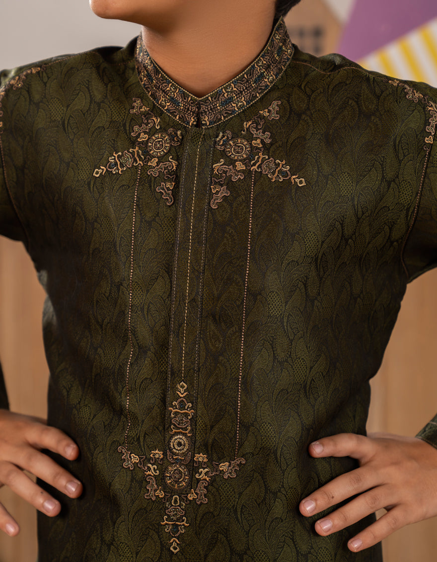 Polyester Green Special Kurta - J. Junaid Jamshed