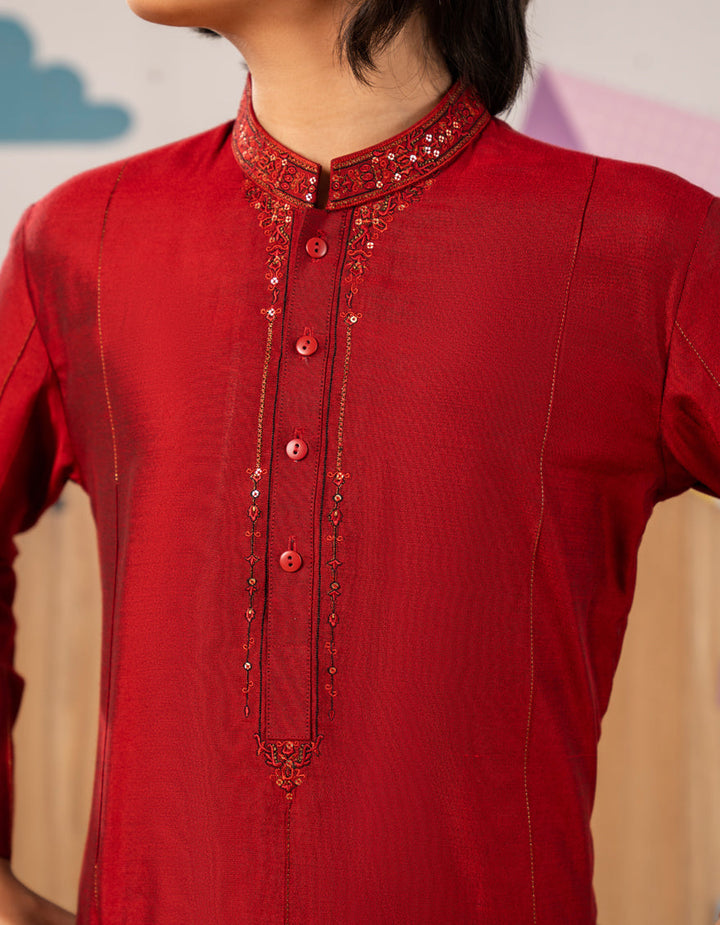 Blended Red Special Kurta - J. Junaid Jamshed