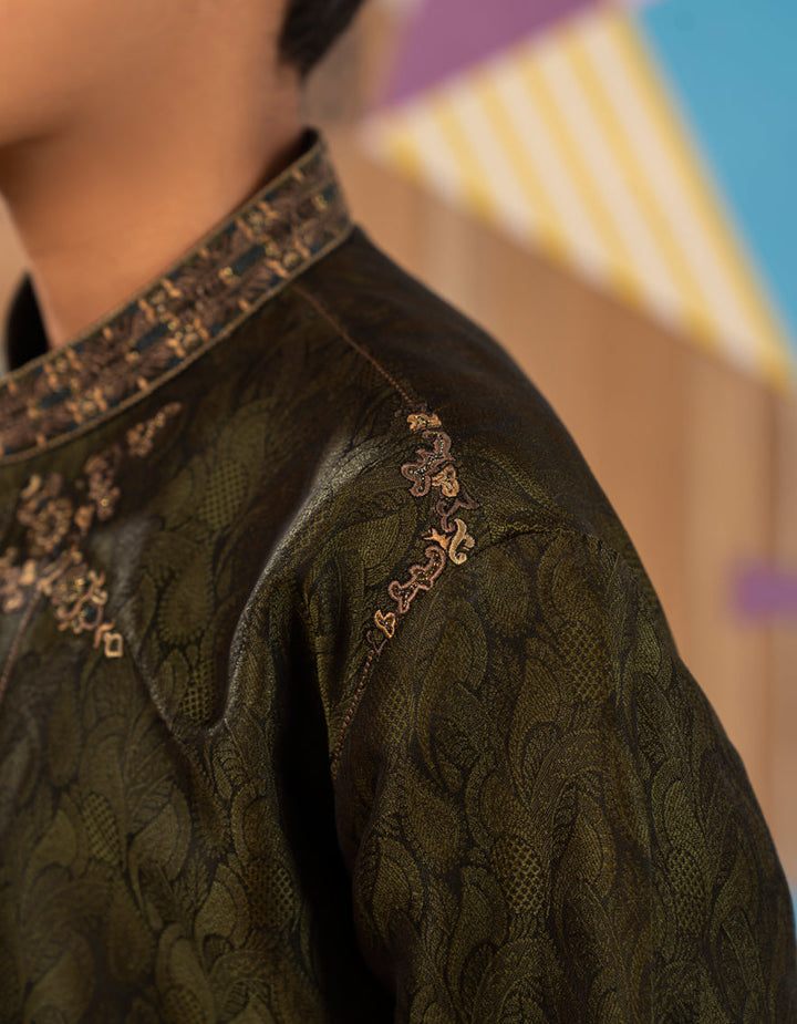 Polyester Green Special Kurta - J. Junaid Jamshed