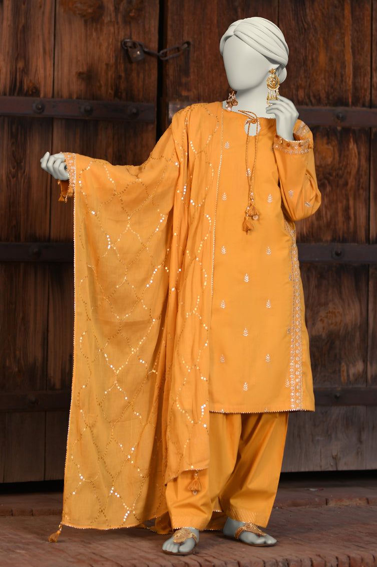 Lawn Yellow Unstitched Suit - J. Junaid Jamshed