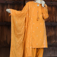 Lawn Yellow Unstitched Suit - J. Junaid Jamshed