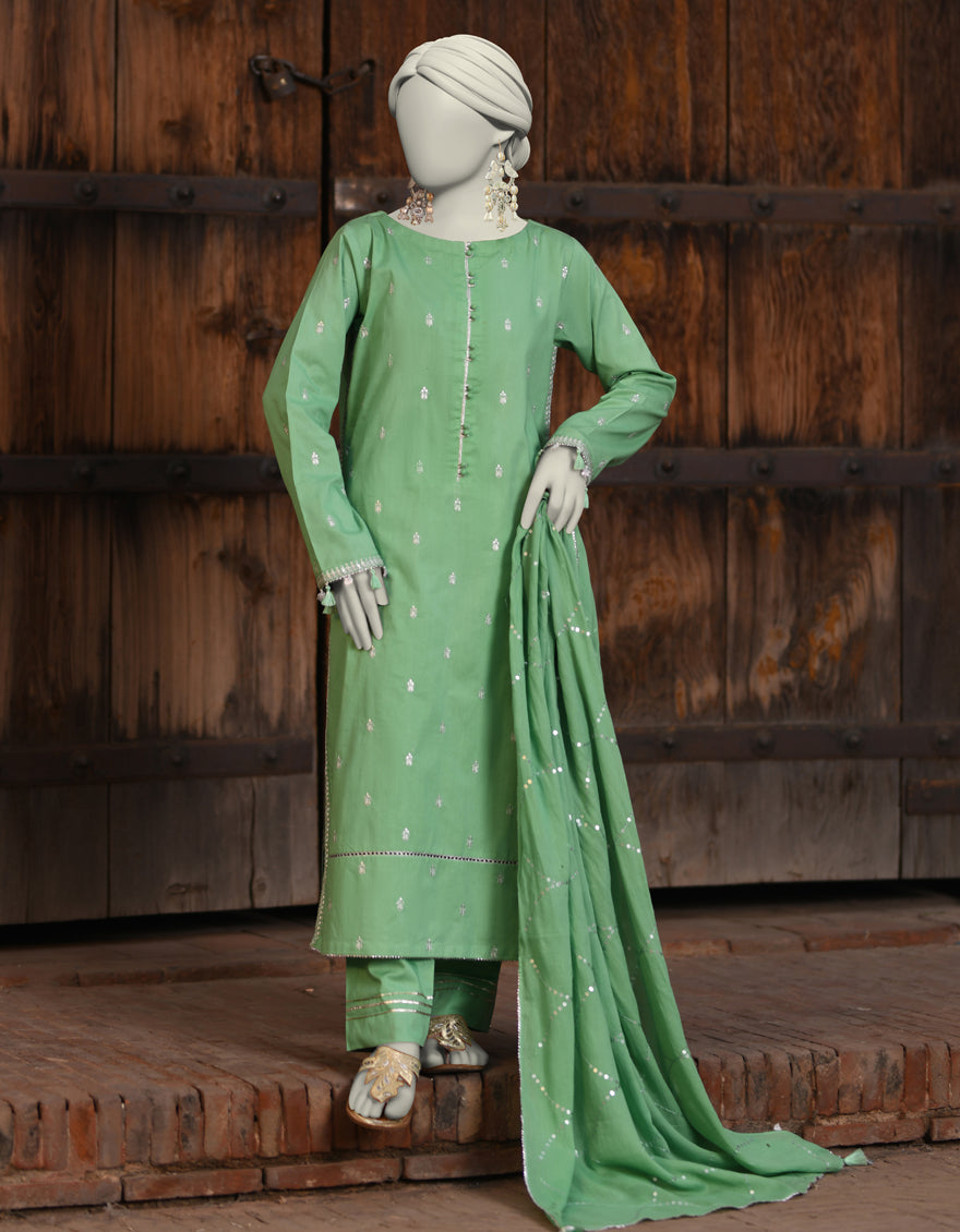 Lawn Green Unstitched Suit - J. Junaid Jamshed