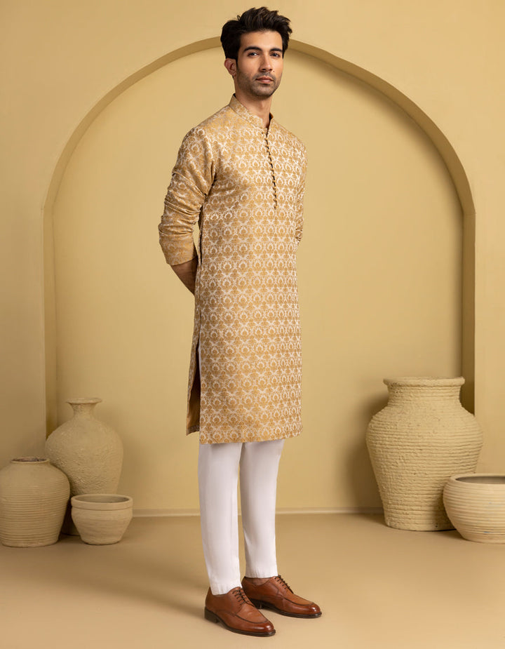 Polyester Brown Special Kurta - J. Junaid Jamshed