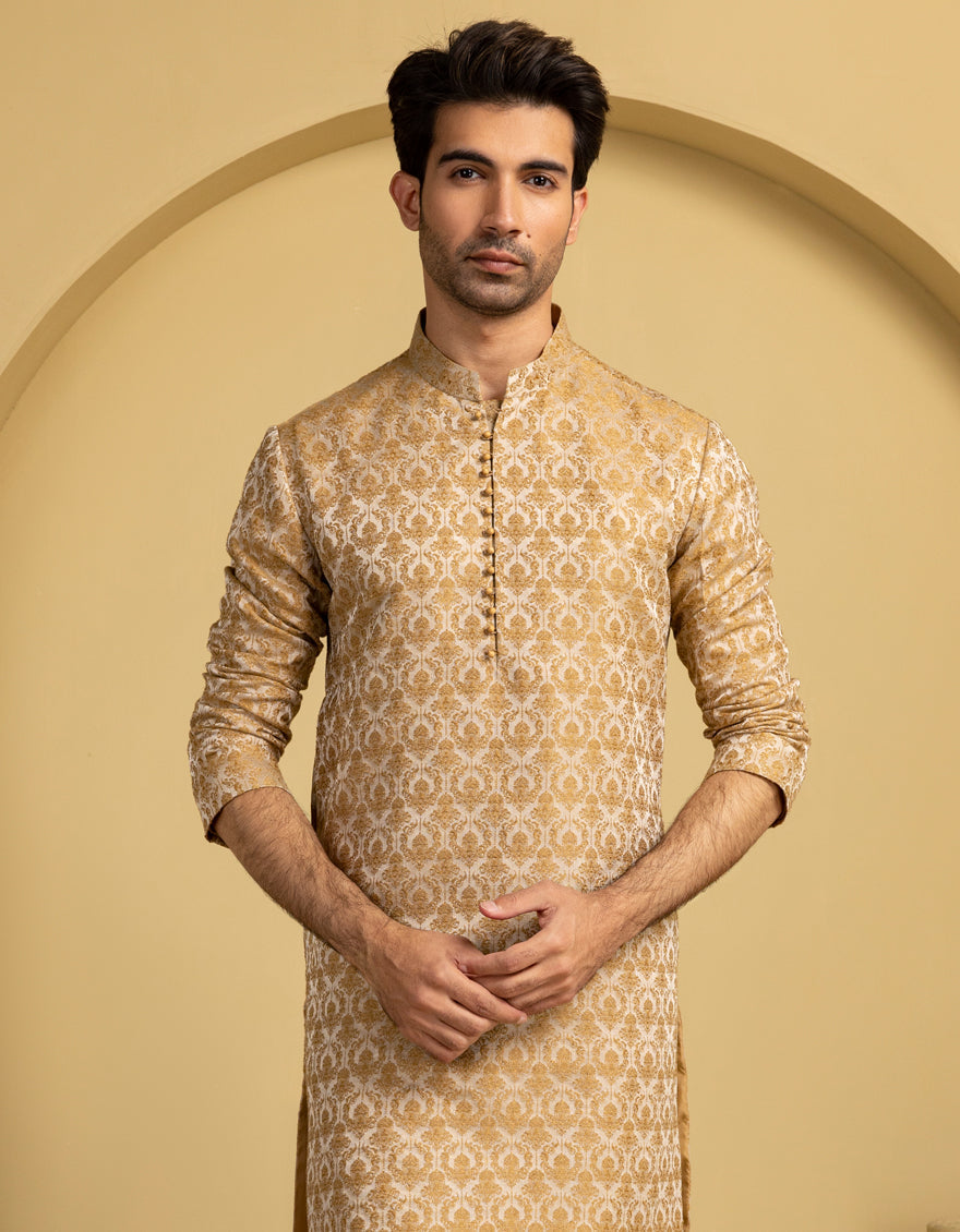 Polyester Brown Special Kurta - J. Junaid Jamshed