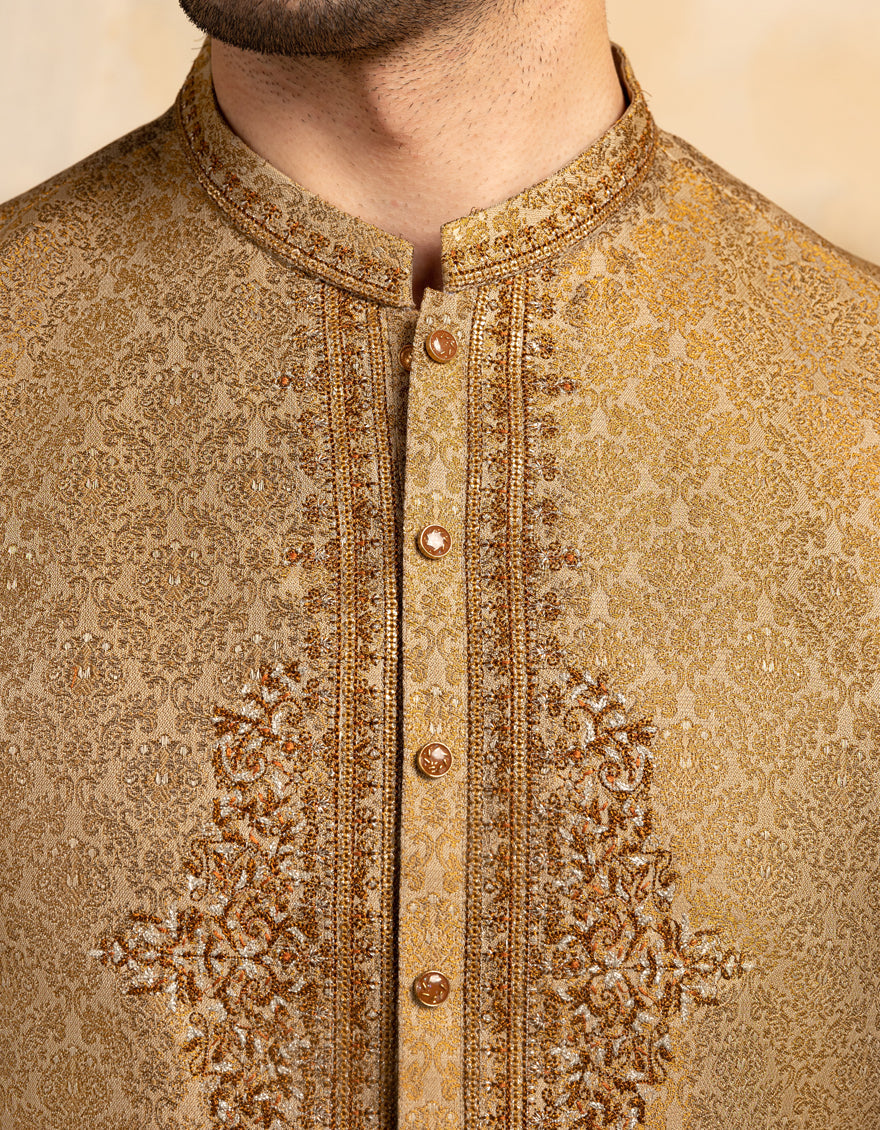 Polyester Yellow Special Kurta - J. Junaid Jamshed