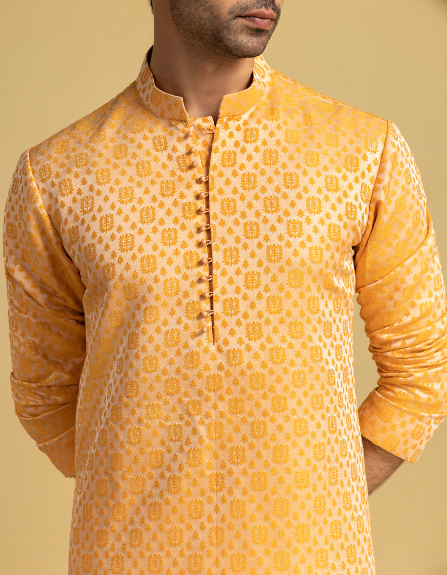 Polyester Orange Special Kurta - J. Junaid Jamshed