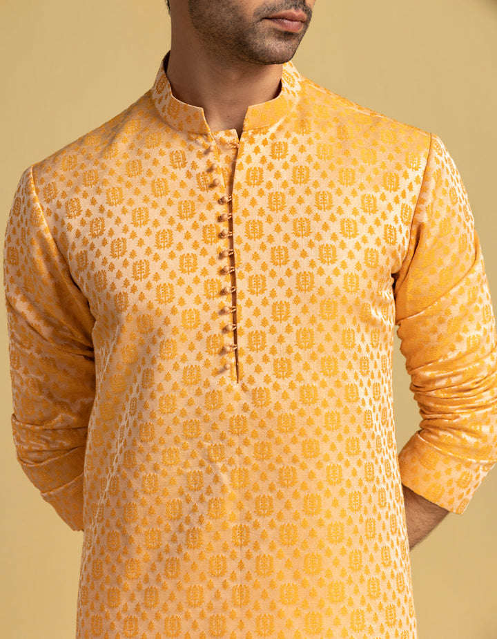Polyester Orange Special Kurta - J. Junaid Jamshed