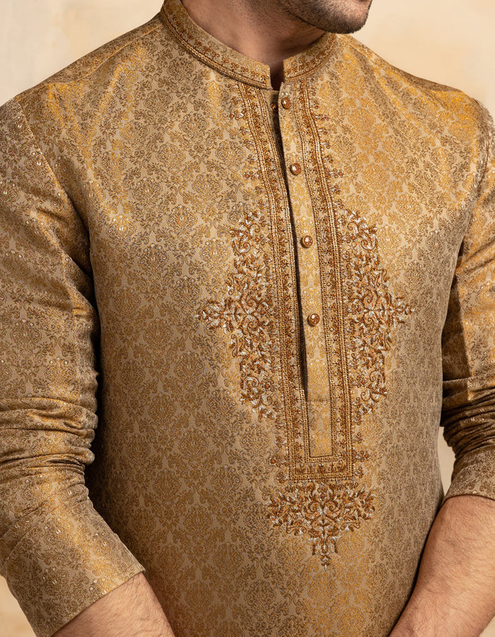 Polyester Yellow Special Kurta - J. Junaid Jamshed