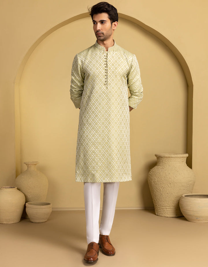 Polyester Green Special Kurta - J. Junaid Jamshed