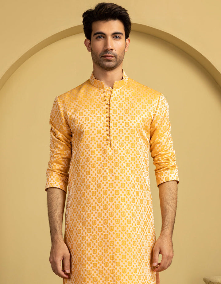 Polyester Orange Special Kurta - J. Junaid Jamshed