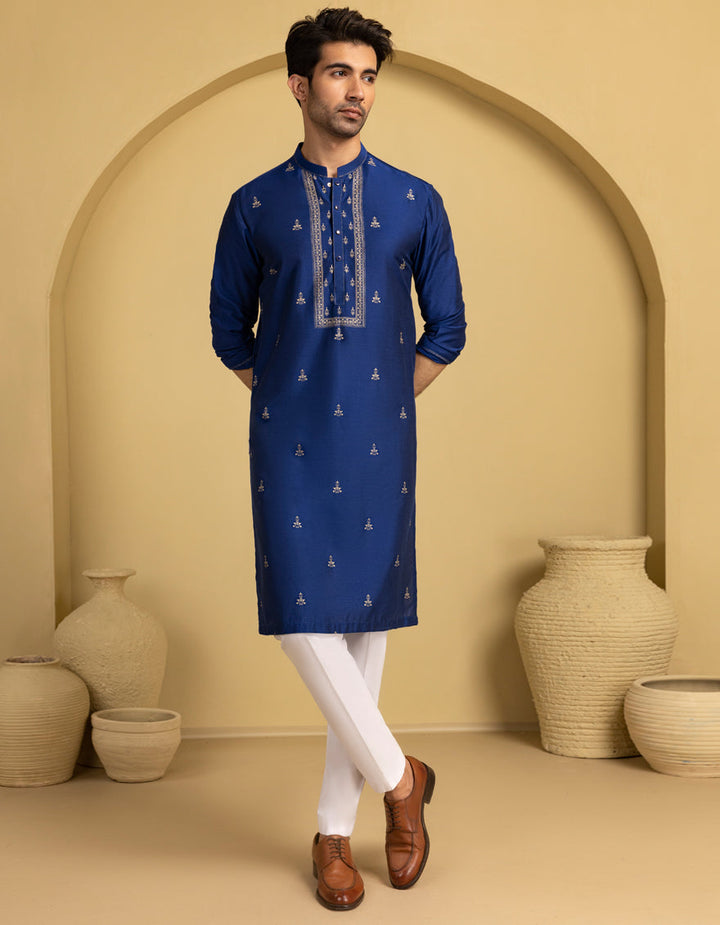 Blended Blue Special Kurta - J. Junaid Jamshed
