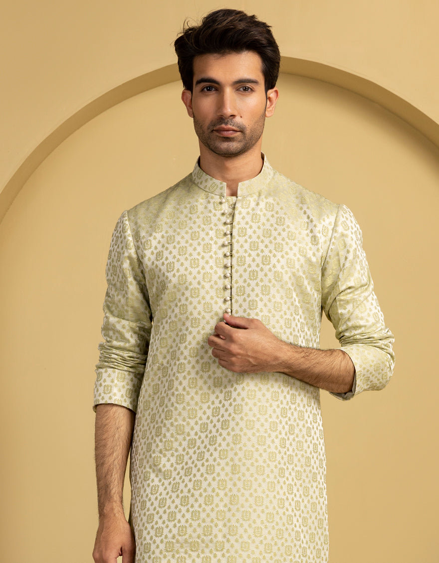 Polyester Green Special Kurta - J. Junaid Jamshed