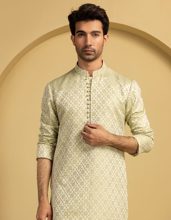 Polyester Green Special Kurta - J. Junaid Jamshed