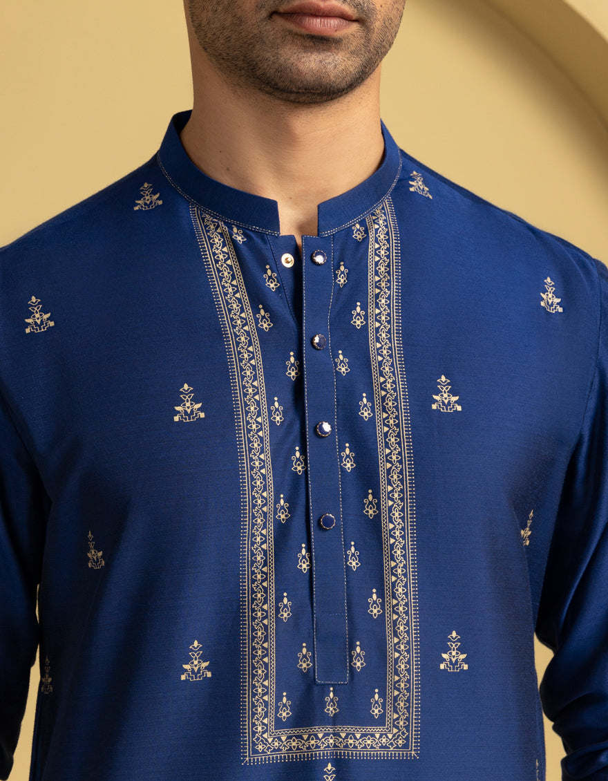 Blended Blue Special Kurta - J. Junaid Jamshed