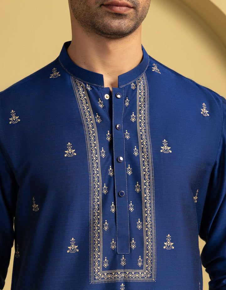 Blended Blue Special Kurta - J. Junaid Jamshed