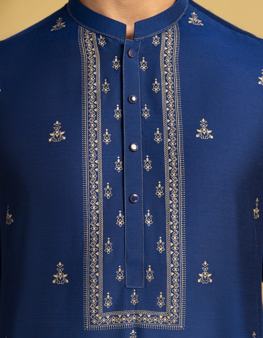 Blended Blue Special Kurta - J. Junaid Jamshed