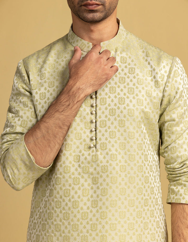 Polyester Green Special Kurta - J. Junaid Jamshed