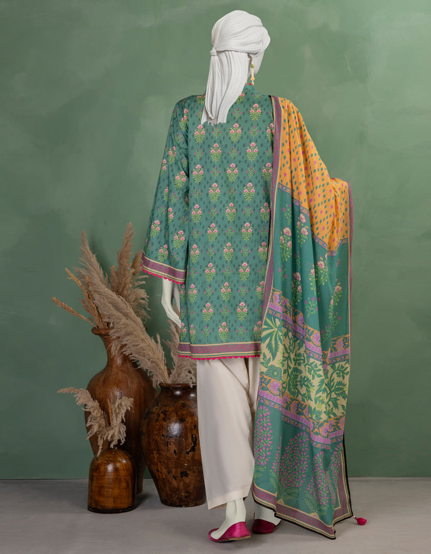 Lawn Multicolor Unstitched Suit - J. Junaid Jamshed
