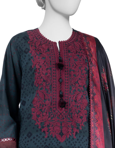 Lawn Multicolor Unstitched Suit - J. Junaid Jamshed