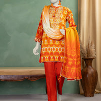 Lawn Orange Unstitched Suit - J. Junaid Jamshed